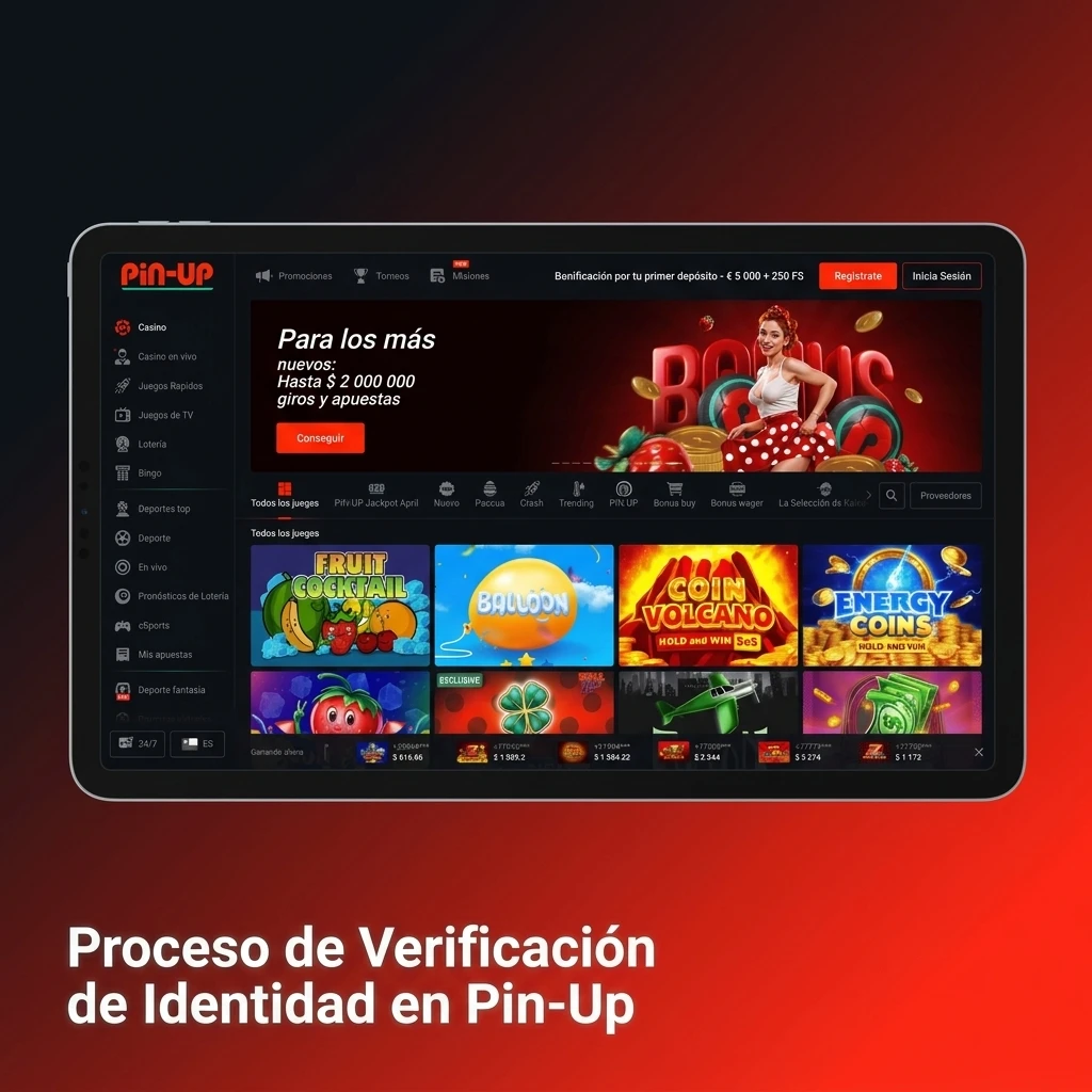 Proceso de verificación de identidad en Pin-Up con documentos como cédula o pasaporte para habilitar retiros