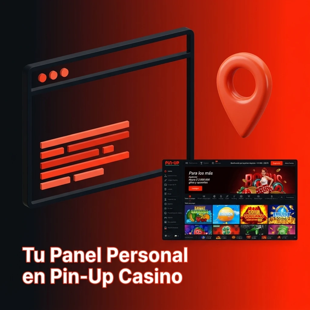 Panel personal de Pin-Up Casino con opciones de perfil, depósitos, retiros, bonos y seguridad de cuenta